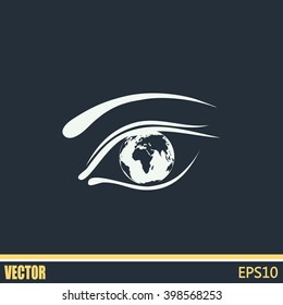 Eye icon. Look at the world with open eyes. Vector illustration.