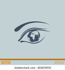 Eye icon. Look at the world with open eyes. Vector illustration.