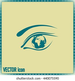 Eye icon. Look at the world with open eyes. Vector illustration.