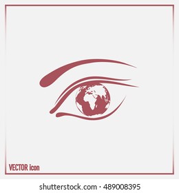 Eye icon. Look at the world with open eyes. Vector illustration.