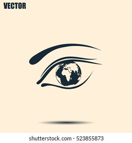 Eye icon. Look at the world with open eyes. Vector illustration.