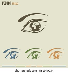 Eye icon. Look at the world with open eyes. Vector illustration.