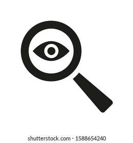 Eye Icon With A Magnifying Glass On White Background.