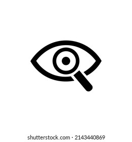 Eye icon with a magnifying glass on a white background - stock vector