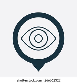 eye icon map pin on white background
