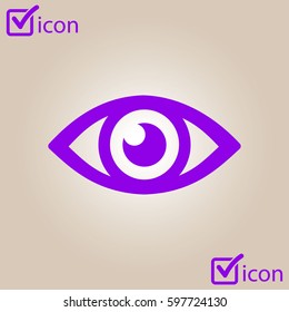 Eye icon. Monitoring and surveillance system. Flat design style.