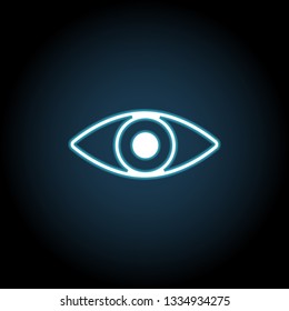 eye icon in neon style. Simple thin line, outline vector of web, minimalistic icons for UI and UX, website or mobile application