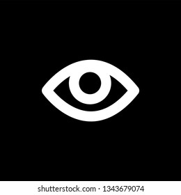 Eye Icon On Black Background. Black Flat Style Vector Illustration.