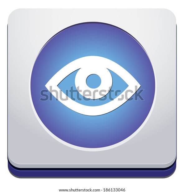 Eye Icon On Glossy Round Button Stock Vector (Royalty Free) 186133046