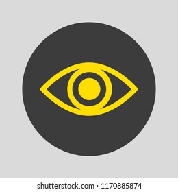 Eye icon on gray background. Vector illustration