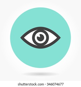 Eye  icon  on green background. Vector illustration.