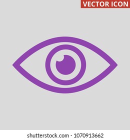 Eye icon on grey background. Vector illustration