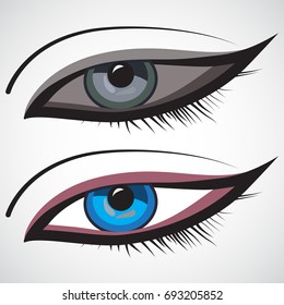 Eye icon on white background.Cartoon,Monster,Evil,Ghost Eyes art.Woman Eye Logo design vector template.Creative Vision Logotype concept.Colorful Eye Logo.Happy Halloween logo,symbol.
