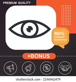 eye icon. With orange and black background