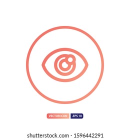 eye icon in outline gradient style. Vector logo design template. Modern design icon, symbol, logo and illustration. Vector graphics illustration and editable stroke. Isolated on white background.