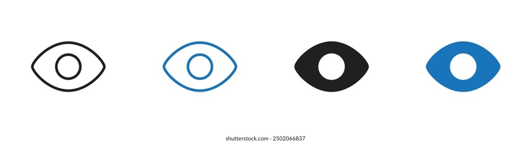 Eye icon Outline set in black and white color