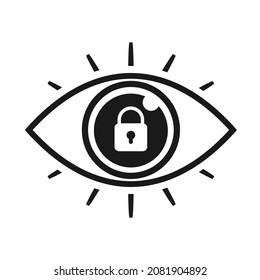 Eye icon with padlock sign. Security, protection, privacy concept. Illustration vector