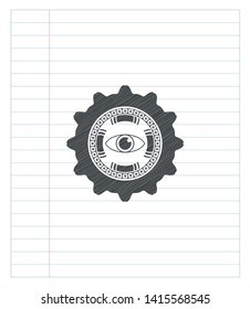 eye icon pencil emblem. Vector Illustration. Detailed.