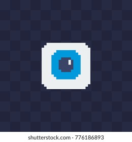 Eye icon. Pixel art style. Design application. 8-bit. Video game sprite. Game assets. Isolated abstract vector illustration. 
