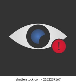 eye icon, eye problems concept, exclamation mark, vector illustration
