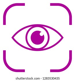 Eye icon in purple focus. White background