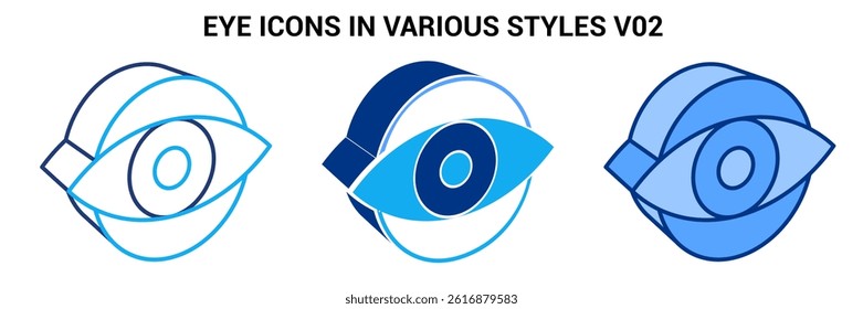 Eye icon represented by Simple Eye icon Blue, Dualline, Dualtone style.