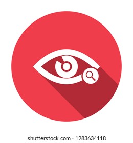 Eye icon with research sign. Eye icon and explore, find, inspect symbol. Vector icon