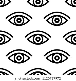 Eye Icon Seamless Pattern Vector Art Illustration
