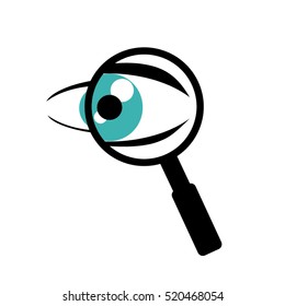 Eye icon. Search.  Analysis icon. Magnifying glass. Vector illustration.