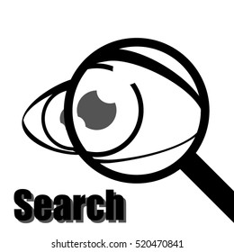 Eye icon. Search.  Analysis icon. Magnifying glass. Vector illustration.