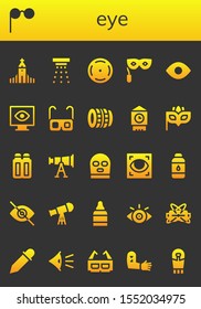eye icon set. 26 filled eye icons.  Collection Of - Hallgrimskirkja, Glasses, Smoke detector, Focus, Eye mask, View, Lens, Big ben, Suppositories, Telescope, Balaclava, scan icons