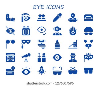 eye icon set. 30 filled eye icons. Simple modern icons about  - Tattoo, Eyebrow pencil, Sunglasses, Eyedropper, Virtual reality, Nail dryer, Blind, Suppositories, Eye, Mentalist