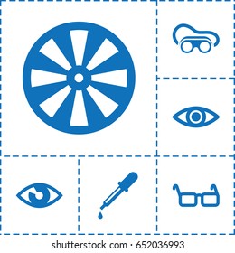 Eye icon. set of 6 eye filled icons such as pipette, welding glasses, glasses, eye