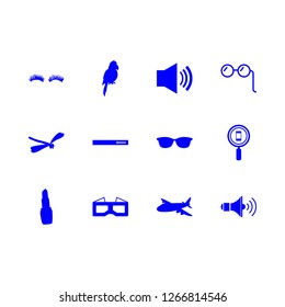 eye icon set about volume, glasses, lipstik and fly vector set