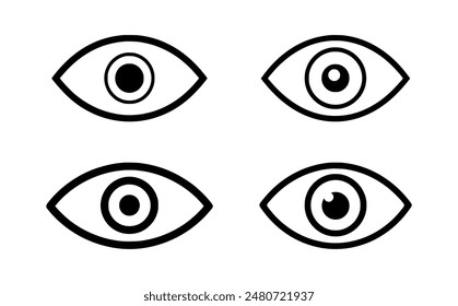 Eye icon set. Black Eye icon set on white background. Vector illustration