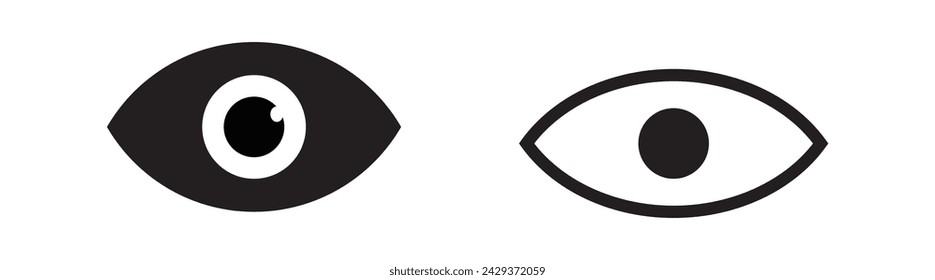 Eye icon set. Eye and crossed eye signs. See and un see symbol. Hide or show password. Vector illustration.