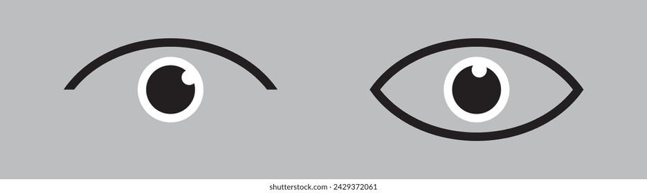 Eye icon set. Eye and crossed eye signs. See and un see symbol. Hide or show password. Vector illustration.