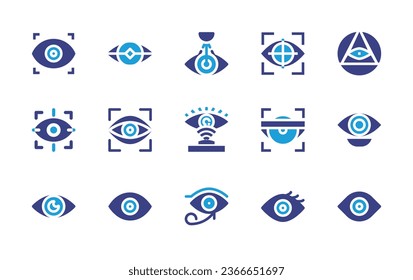 Eye icon set. Duotone color. Vector illustration. Containing scan, eye scanner, bionic, tracking, eye, red eyes, eye of ra.