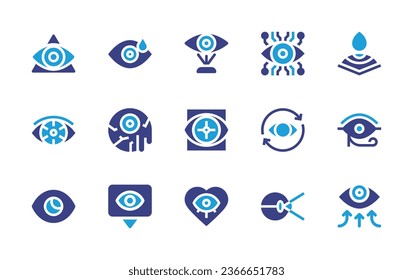 Eye icon set. Duotone color. Vector illustration. Containing eye, red eye, drop, scanner, eye of ra, ball, tracking, eyes.