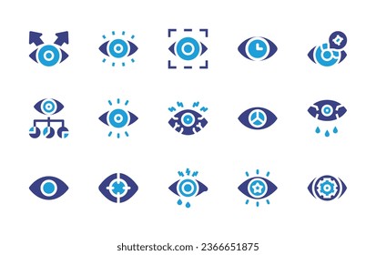 Eye icon set. Duotone color. Vector illustration. Containing witness, eye, eye cancer, redness, point of view, data visualization, view, visual, vision.