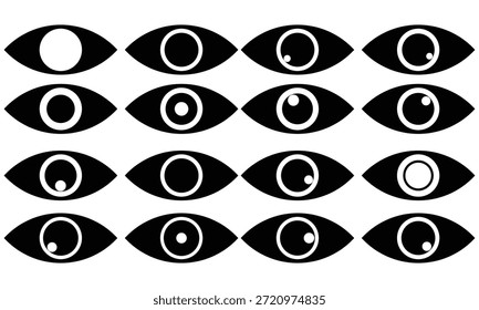 Conjunto de iconos de ojo.  Globo ocular para el símbolo de observación, ojos abiertos conjunto de iconos de Vector. Símbolo de vista, eps10. Ilustración vectorial. 