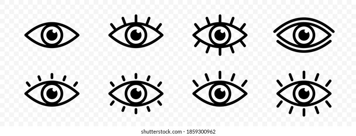 Eye icon set. Eyesight symbol. Retina scan eye icons. Simple eyes collection. Eye silhouette. Vector illustration