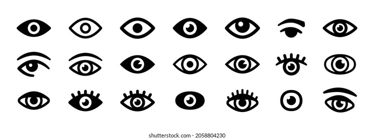 Eye icon set. Eyesight symbol. Simple eye collection.