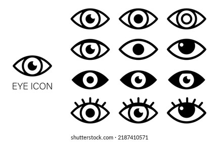 Eye icon set. Eyesight symbol. Retina scan eye icons. Simple eyes collection. Eye silhouette. Vector EPS 10