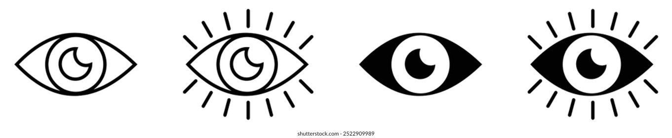 Eye icon set. eyesight symbol , eye, view, vision icons in flat style.