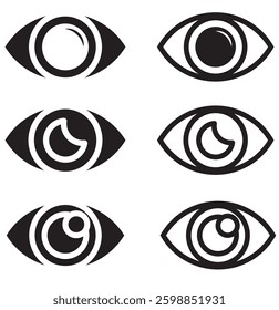 Eye icon set. Eyesight symbol. Retina scan eye icons. Simple eyes collection. Eye silhouette - stock vector. 1176