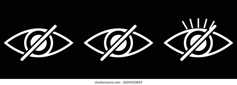 Eye icon set. Eyesight symbol. Simple eye collection. Eyes and eye icon set. Look or Vision sign concept. See and unsee eye icon. Design eps 10