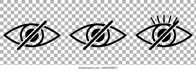 Eye icon set. Eyesight symbol. Simple eye collection. Eyes and eye icon set. Look or Vision sign concept. See and unsee eye icon. Design eps 10