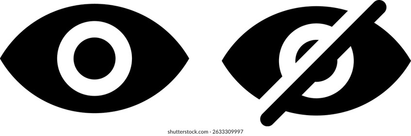 eye icon set. Eyesight symbol. Show password and Hide password. Retina scan eye signs. incognito mode icon, and invisible eye symbol
