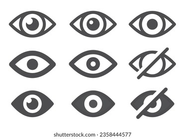 Eye icon set. Eyesight symbols isolated. Vector illustration